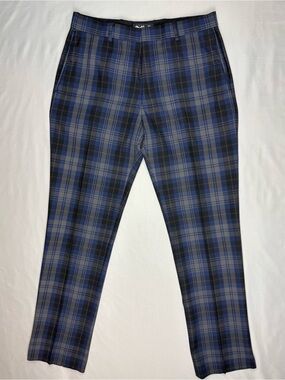 Ian Poulter IJP Mens Black Watch Plaid Trousers 34 x 34 Wool Blend Pants A9